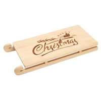 Bamboo sledge serving plate with embossed Merry Christmas wording