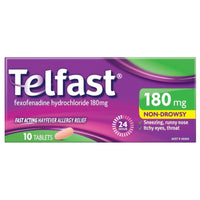 Telfast Hayfever Allergy Relief 180mg – 10 Tablets Non-Drowsy Antihistamine