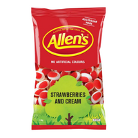 Allen’s Strawberries and Cream 1.3kg bag of gummy lollies – Australian candy perfect for parties, Halloween, or lolly buffets, with no artificial colours. - bag