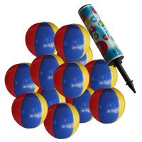 Inflatable Rainbow Beach Ball 25cm Pack of 12 Hand Inflatable Air Pump Included - Aussie Variety-AU Ancel Online