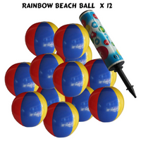 Inflatable Rainbow Beach Ball 25cm Pack of 12 Hand Inflatable Air Pump Included - Aussie Variety-AU Ancel Online