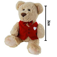 Love Teddy Bear With Red Vest 26cm - Aussie Variety-AU Ancel Online