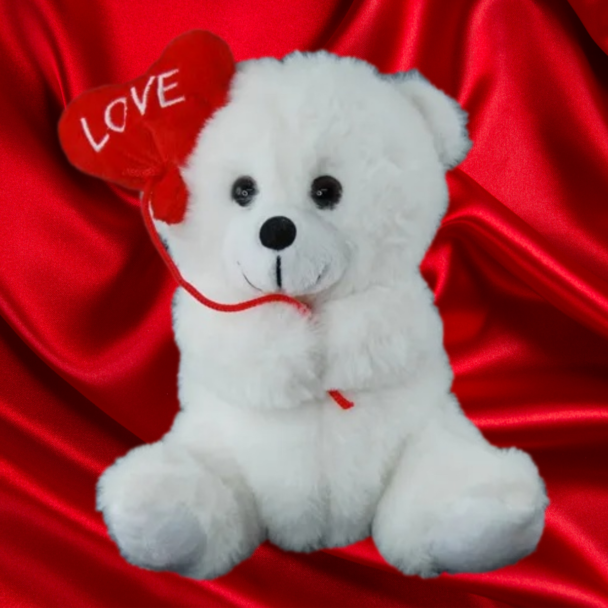 Ancel Online White Teddy Bear With Love Red Heart Balloon 18cm | Aussie
