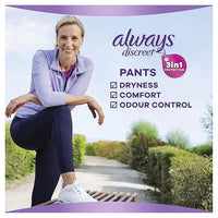 Always Discreet Incontinence Underwear Plus Medium 9 Pack Breathable 3 in 1 Protection
