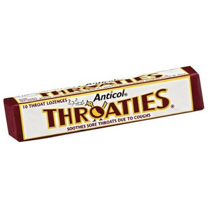 Box of Throaties lozenges on a white background