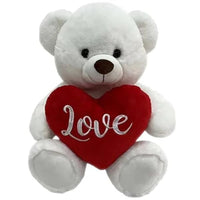 Belle White Teddy Bear 20cm with Red Love Heart Valentines Day Gift (Featured Image)
