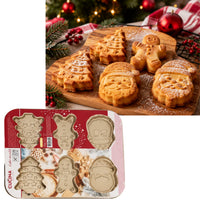 Christmas Non-Stick Cake Mould Baking Tray 35x26.5cm – Festive Shapes Gingerbread, Tree And Santa
