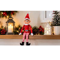 Christmas Elf Bendable Girl 39cm – Naughty Or Nice Red And White Festive Elf Doll Decoration – 1 Piece

