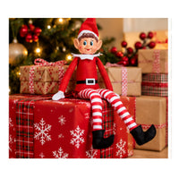 Christmas Elf Bendable Girl 39cm – Naughty Or Nice Red And White Festive Elf Doll Decoration – 1 Piece
