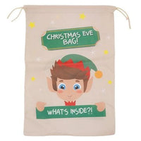Christmas Eve Elf Gift Sack 37x55cm – Reusable Drawstring Christmas Present Bag for Kids – 1pc (Featured Image)
