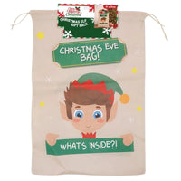 Christmas Eve Elf Gift Sack 37x55cm – Reusable Drawstring Christmas Present Bag for Kids – 1pc
