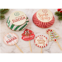 Christmas Cupcake Cases And Toppers 48pc Set – 24 Festive Paper Cases And 24 Decorative Picks
