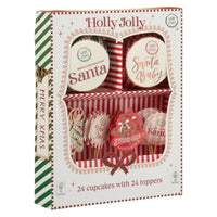 Christmas Cupcake Cases And Toppers 48pc Set – 24 Festive Paper Cases And 24 Decorative Picks
