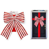 Christmas Door Bow Red And White Striped 33x40cm – Large Festive Xmas Decoration 1pc (Featured Image)

