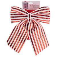 Christmas Door Bow Red And White Striped 33x40cm – Large Festive Xmas Decoration 1pc
