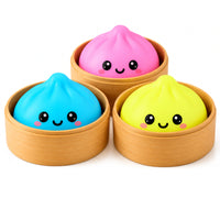 Neon Dumpling 8.5cm Squishy Toys – 3 Pack Assorted Random Colours In Containers (Featured Image)
