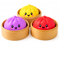 Solid Colour Dumpling  8.5cm Squishy Toys – 3 Pack Assorted Random Colours (Featured Image)
