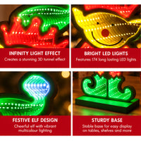 Christmas Elf Infinity Mirror LED Light 41cm – 174 LED Multicolour Indoor Christmas Decoration
