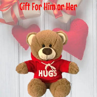 Brown Teddy Bear Hugs With Red Hoodie 25cm
