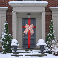Christmas Door Bow Red And White Striped 33x40cm – Large Festive Xmas Decoration 1pc
