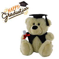 Elka Graduation Bear Jelly 18cm – beige plush teddy with gown, cap & scroll graduation gift
