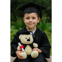 Elka Graduation Bear Jelly 18cm – beige plush teddy with gown, cap & scroll graduation gift

