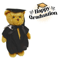 Elka Graduation Teddy Bear 36cm – jointed plush soft toy with cap, gown, glasses & ribbon keepsake gift
