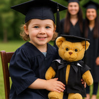 Elka Graduation Teddy Bear 36cm – jointed plush soft toy with cap, gown, glasses & ribbon keepsake gift
