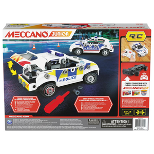 Meccano Junior RC Police Car building kit with tools and controller STEM toy ages 5 plus