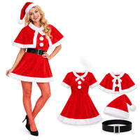 Holly Jolly Mrs Claus Costume 4pc – Adult Women's Santa Dress With Hat, Cape And Belt – One Size
