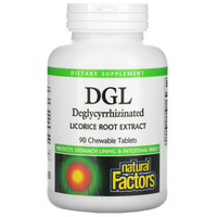 Natural Factors DGL 400mg 90 Chewable Tablets Deglycyrrhizinated Licorice Root Extract (Featured Image)
