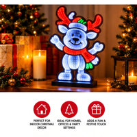 Christmas Reindeer Infinity Mirror LED Light 41cm – 174 LED Multicolour Indoor Decoration
