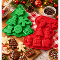 Christmas Silicone Baking Moulds 2 Pack – Red Stocking And Green Tree 21x18.5cm Festive Chocolate Moulds (Copy)
