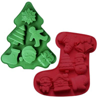 Christmas Silicone Baking Moulds 2 Pack – Red Stocking And Green Tree 21x18.5cm Festive Chocolate Moulds (Copy) (Featured Image)
