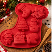 Christmas Stocking Silicone Baking Mould Red 21x18.5cm – Festive Chocolate And Treat Mould 1pc
