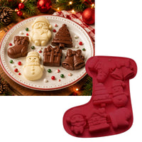 Christmas Stocking Silicone Baking Mould Red 21x18.5cm – Festive Chocolate And Treat Mould 1pc
