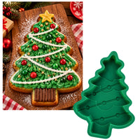 Christmas Tree Silicone Cake Mould 29.5x22.5cm Green Festive Baking Pan 1pc

