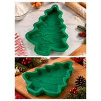 Christmas Tree Silicone Cake Mould 29.5x22.5cm Green Festive Baking Pan 1pc
