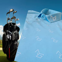 Men’s Golf Polo Shirt Light Blue Short Sleeve Breathable Moisture Wicking Performance
