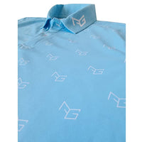 Men’s Golf Polo Shirt Light Blue Short Sleeve Breathable Moisture Wicking Performance
