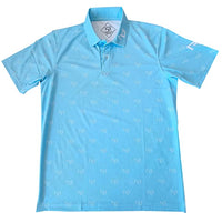 Men’s Golf Polo Shirt Light Blue Short Sleeve Breathable Moisture Wicking Performance
