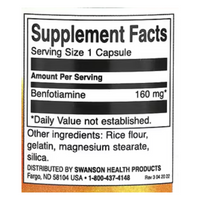 Swanson Benfotiamine 160 mg 60 Capsules High Potency
