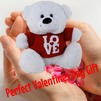 White Teddy Bear With Red Love Shirt – 30cm Soft Cuddly Plush Gift
