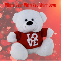 White Teddy Bear With Red Love Shirt – 30cm Soft Cuddly Plush Gift
