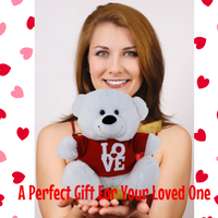 White Teddy Bear With Red Love Shirt – 30cm Soft Cuddly Plush Gift
