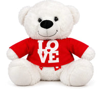 White Teddy Bear With Red Love Shirt – 30cm Soft Cuddly Plush Gift (Featured Image)

