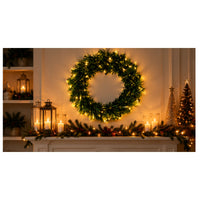 Christmas Wreath Fibre Optic Warm White 50cm LED Battery Operated Indoor Hanging Decoration – 1pc
