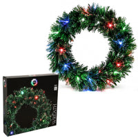 Christmas Wreath Multi Coloured Fibre Optic 50cm Light Up Battery Operated Xmas Door And Wall Decoration 1pc (Featured Image)
