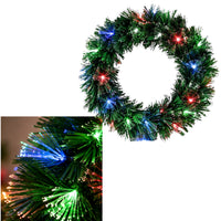 Christmas Wreath Multi Coloured Fibre Optic 50cm Light Up Battery Operated Xmas Door And Wall Decoration 1pc
