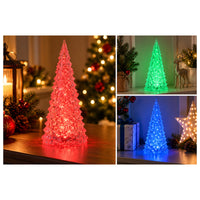 Christmas Tree Multi-Colour LED Light 27cm Acrylic Battery Operated Xmas Tabletop Decoration 1pc
